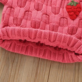 Conjunto Infantil Feminino Tricô Plíssado Moranguinhos